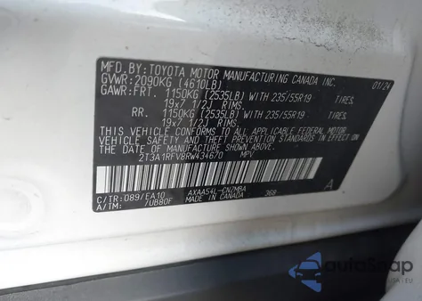 2024 Toyota Rav4 Xle Premium from USA, damaged, VIN 2T3A1RFV8RW434670